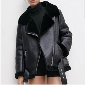 Zara faux leather sherling jacket